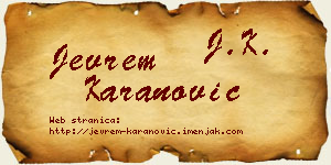 Jevrem Karanović vizit kartica